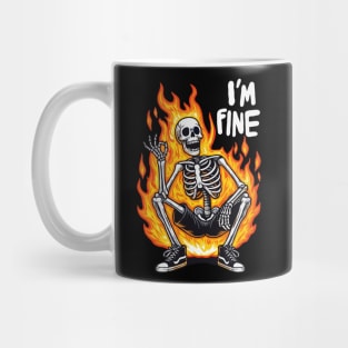 Skeleton On Fire, I'm Fine Mug